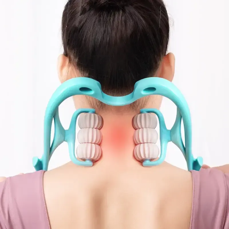 Ручний роликовий масажер для шиї Neck Stretcher з рельєфними роликами, що обертаються 360°