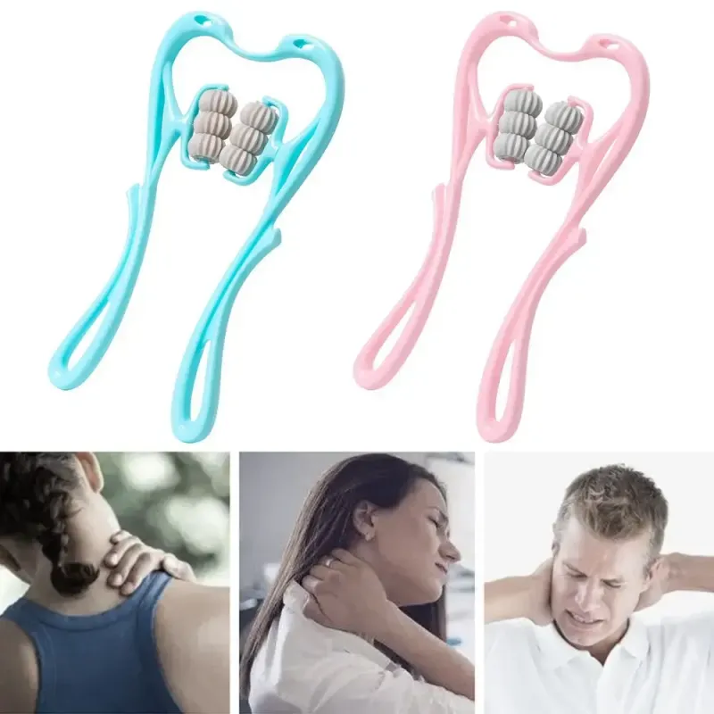 Ручний роликовий масажер для шиї Neck Stretcher з рельєфними роликами, що обертаються 360°