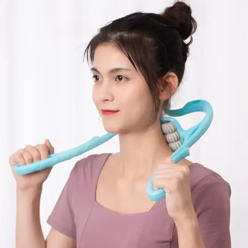 Ручний роликовий масажер для шиї Neck Stretcher з рельєфними роликами, що обертаються 360°