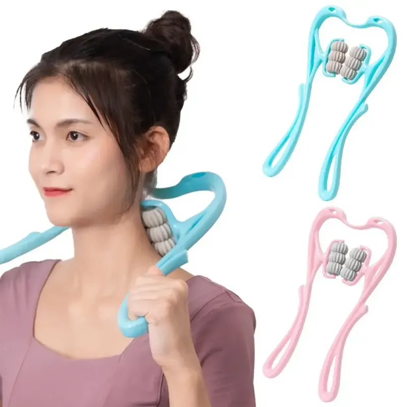 Ручний роликовий масажер для шиї Neck Stretcher з рельєфними роликами, що обертаються 360°