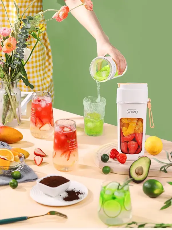 Блендер на акумуляторі для коктейлів та фрешів міні JUICER KS-FSV8 W14 M