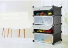 Шафа пластикова для взуття MP A1-4, 37x37x90 см, Чорна / Тумба для взуття на 4 секції / Шафа для взуття