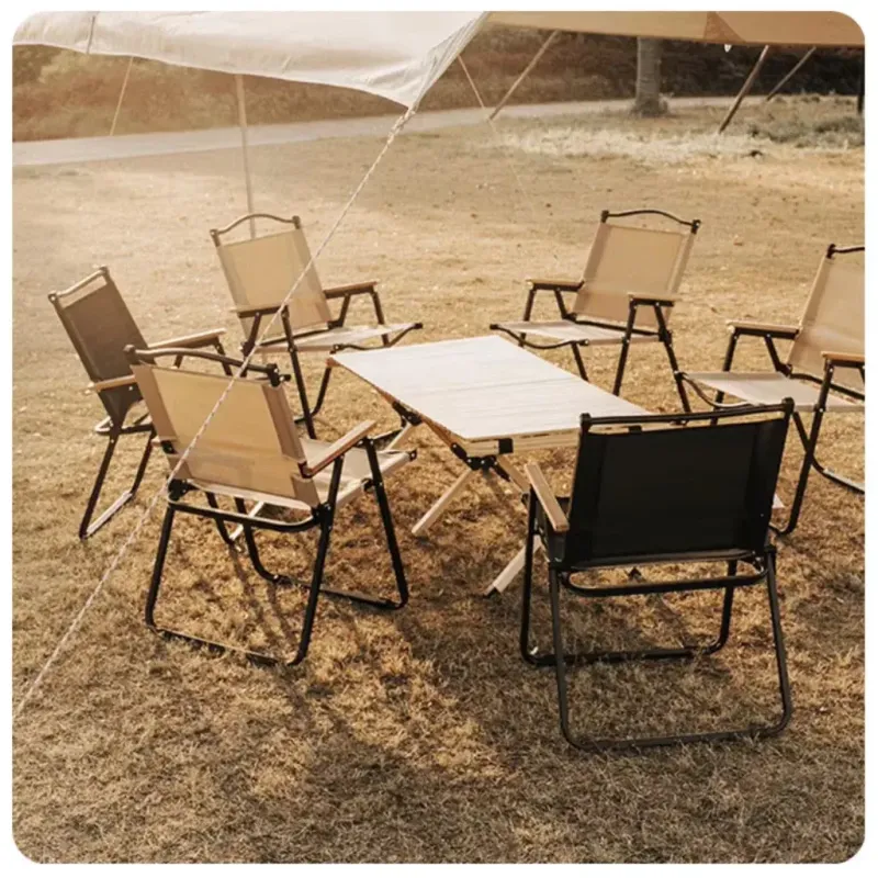 Стілець STD-05 складаний, метал+тканина В760*Ш500*Д510мм бежевий