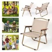 Стілець STD-05 складаний, метал+тканина В760*Ш500*Д510мм бежевий