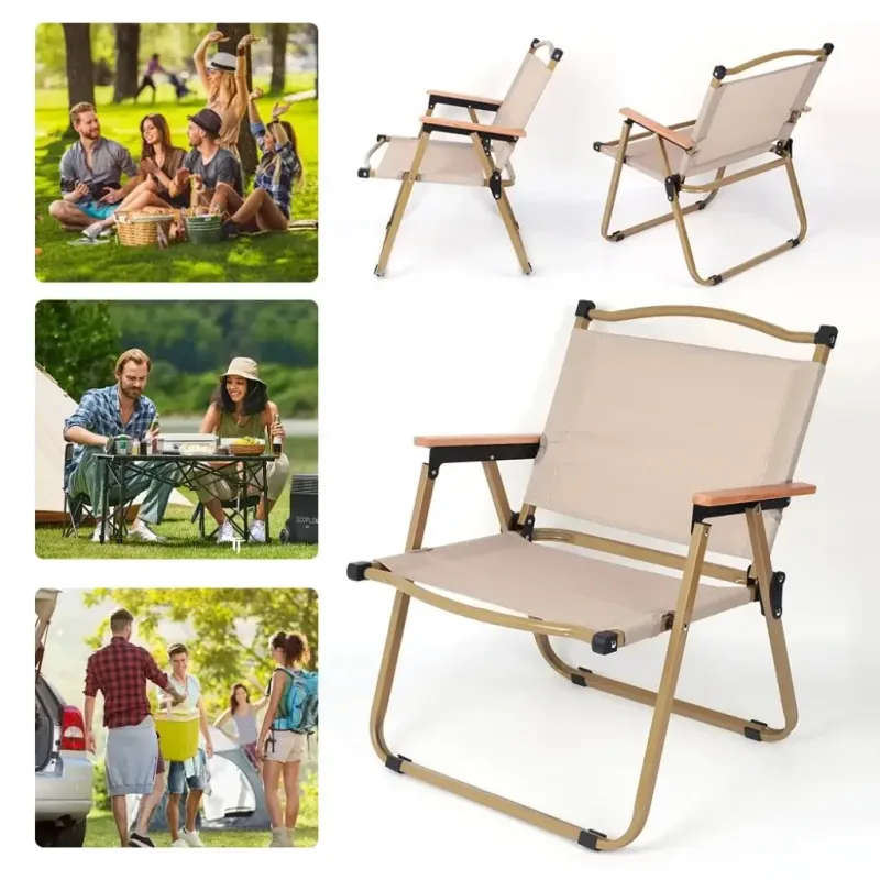 Стілець STD-05 складаний, метал+тканина В760*Ш500*Д510мм бежевий