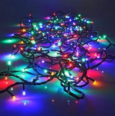 Світлодіодна Гірлянда нитка 101 led RGB різнокольорова (чорний провід) 9 м