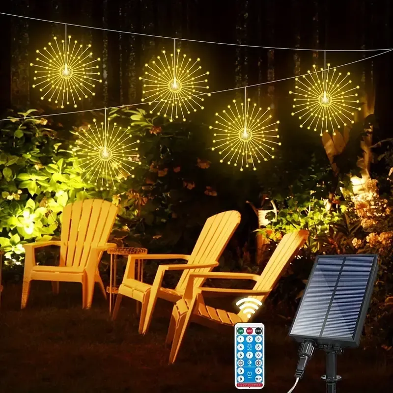 Світлодіодні кульові лампи Solar Starburst, світлодіодні  вогні з дистанційним керуванням, 8 режимами Теплий білий