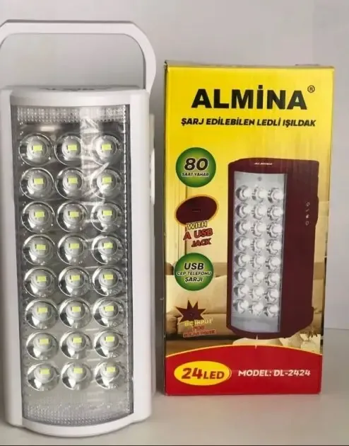 Ліхтар переносний світлодіодний з повербанком ALFARID (Almina) , вбудований акумулятор DL-2424 30000 MAH, 24 LED, ЗУ 220V