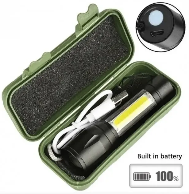 Світлодіодний ліхтарик Bailong Police COB USB BL-511 BL-515 BL-513 у пластиковому чохлі