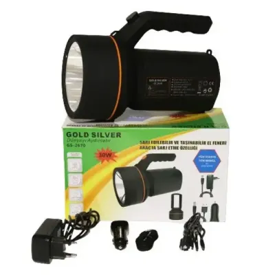 Світлодіодний ліхтарик на акумуляторі Gold Silver GS-2670 з бічною панеллю, функція павербанк USB