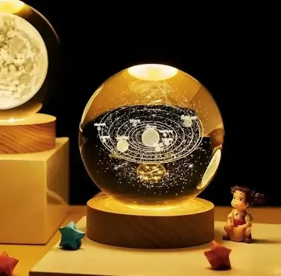 Світлодіодна кришталева куля, декоративна універсальна 3D нічниця, кришталева куля "Серце"