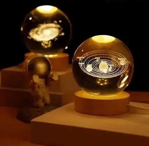 Світлодіодна кришталева куля, декоративна універсальна 3D нічниця, кришталева куля "Серце"