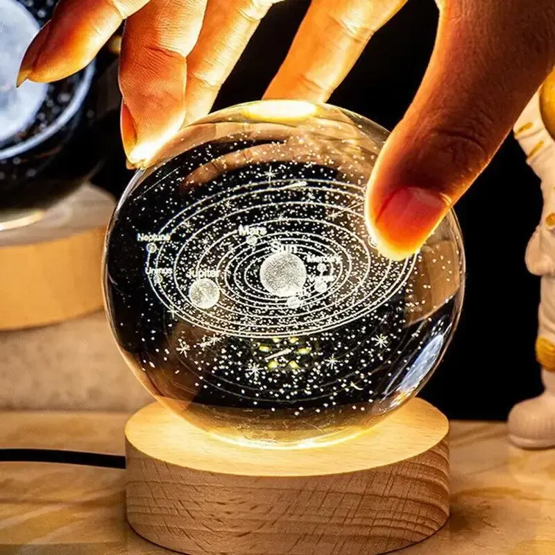 Світлодіодна кришталева куля, декоративна універсальна 3D нічниця, кришталева куля "Серце"