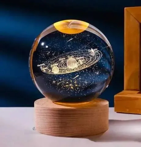 Світлодіодна кришталева куля, декоративна універсальна 3D нічниця, кришталева куля "Серце"