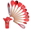 Силіконовий кухонний набір приладдя Kitchen Set 12 предметів (дерево+силікон)