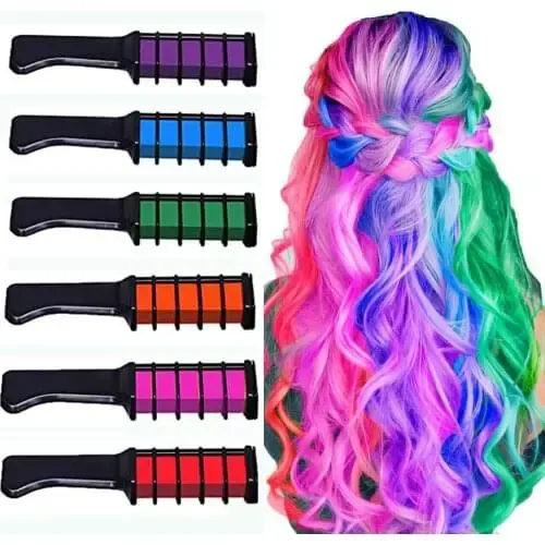 Набір крейди для волосся 6  шт Hair chalk Різнокольорові барвники гребінець для дітей та дорослих