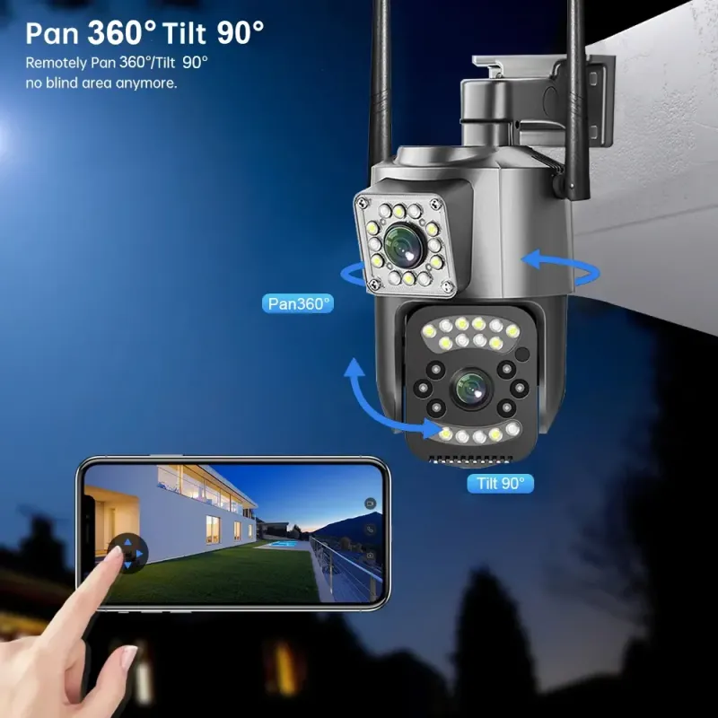 Вулична WIFI камера відеоспостереження поворотна Smart Home Camera SC03 V380 Pro на два об'єктиви
