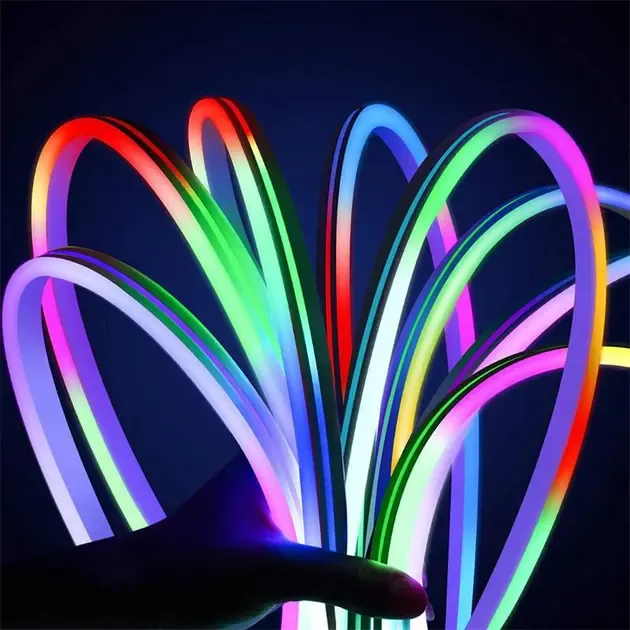 Розумна гнучка LED Neon RGB стрічка-шланг 2 метрів від USB управління режимами з телефону, Bluetooth додаток, пульт