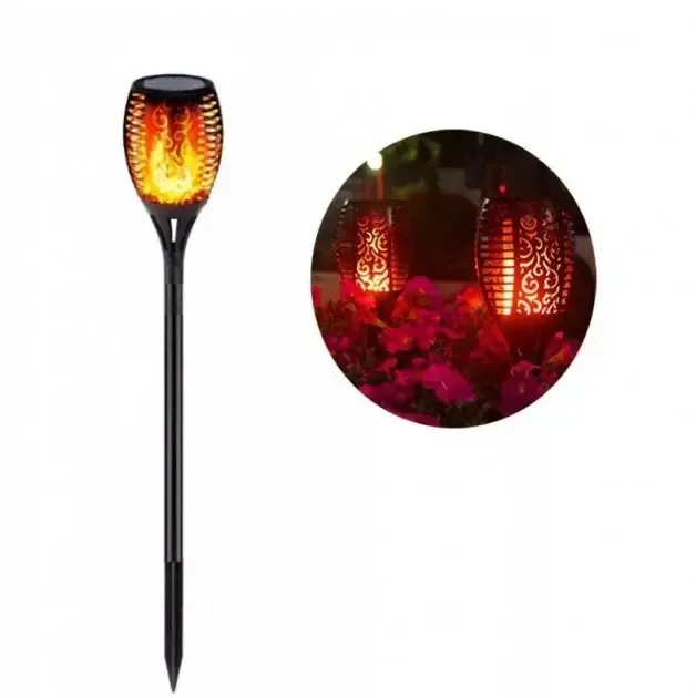 60 см Водонепроникний садовий ліхтар на сонячній батареї вуличний світлодіодний світильник на сонячній батареї з ефектом полум'я Solar flame led light sensor activated