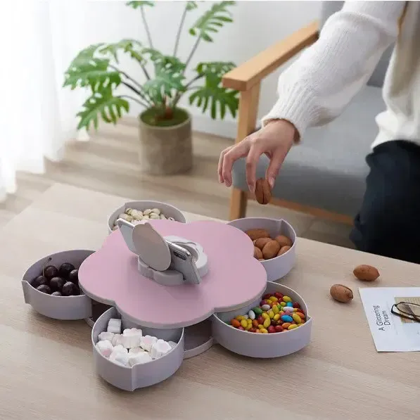 Складна двоярусна цукерка SUNROZ Flower Candy Box, що обертається, для цукерок і фруктів
