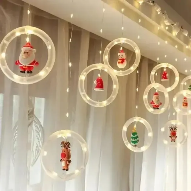 Гірлянда штора "Круги та кулі" 3м тепле біле світло