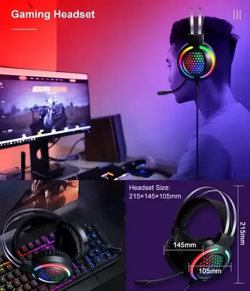 Ігровий комплект клавіатура та миша навушники килимок 4в1 Linmoni TF-400 Kit з RGB підсвічуванням для геймерів