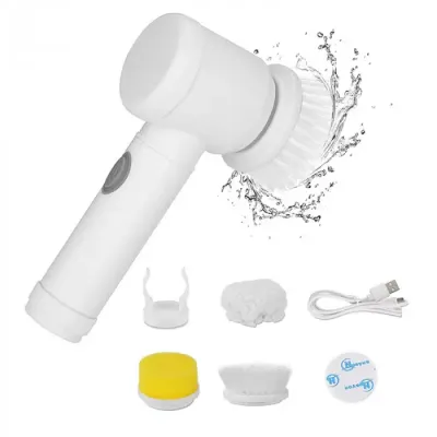 Щітка з ручкою акумуляторна для миття посуду з насадками губками W-50