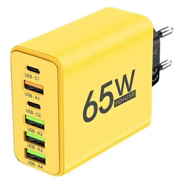 Зарядний пристрій для телефону (65W), 1xUSB + 2хType-C / Адаптер для заряджання / Швидка зарядка для смартфона