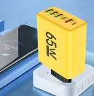 Зарядний пристрій для телефону (65W), 1xUSB + 2хType-C / Адаптер для заряджання / Швидка зарядка для смартфона