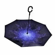 Парасолька Lesko Up-Brella Зоряне небо складається парасолька у зворотному напрямку довга ручка антизонт хіт